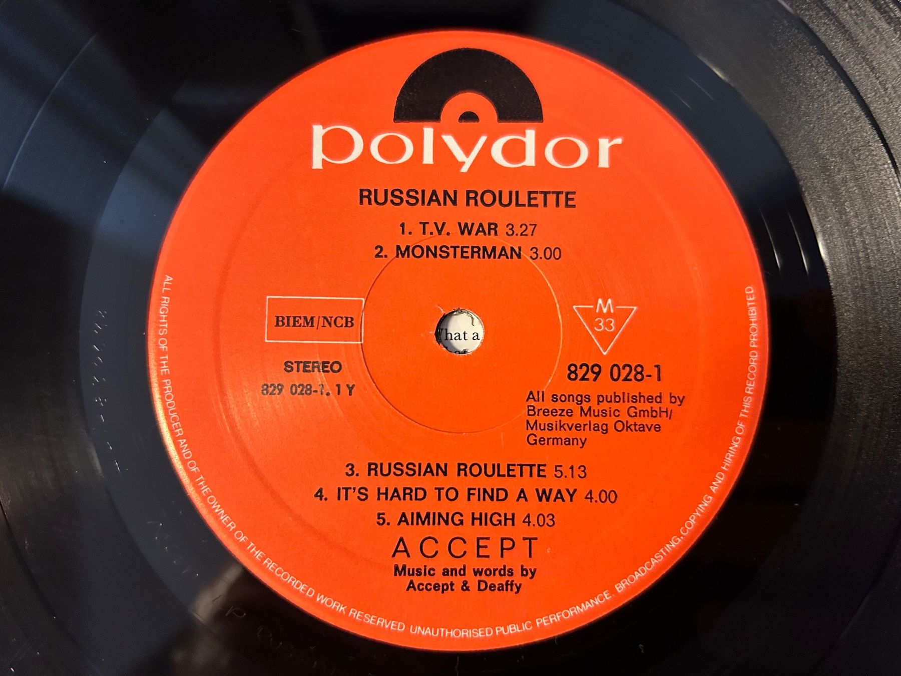 Dischi in vinile: Accept - Russian Roulette LP, Original Pressung, Top! – Usato da Aesch BL venduto da BlueMusicRecords 4