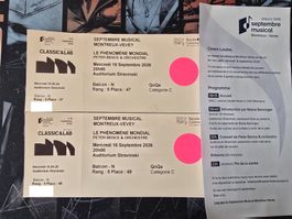 2 Tickets Peter Bence & Bersinger à Montreux 16.9.26