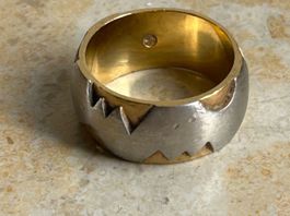 Abstrakter Silber und -Goldfarbener Designer-Ring (53)