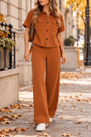 ENSEMBLE PANTALON ET CHEMISE TERRACOTTA
