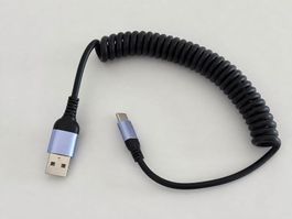 Spiral-Ladekabel USB auf USB-C Schwarz, neu originalverpackt