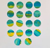 18 Papierkreise bemalt Aquarell zum Basteln / Scrapbooking