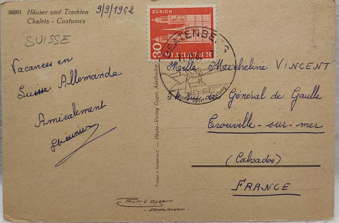 Ansichtskarten: BERNER  OBERLAND  -  Häuser & Trachten - 1962 – Gebraucht aus Delémont von Domdom1 1