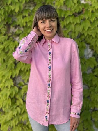 Damen Leinenhemd Edelweiss Rosa