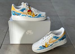 Individuell bemalte Air Force 1 "Pikachu Wave" Grösse 41