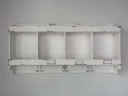 Wandregal mit Fächern und Haken weiss Landhausstil