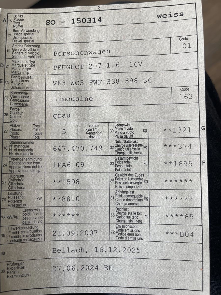 Peugeot Autos: Peugeot 307 1.6i 16V Automat – Gebraucht aus kienberg von urseggimann 4