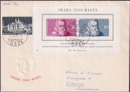 1948, FDC W31 (IMABA-Block) +Vignette rückseitig, Kat: 120.-