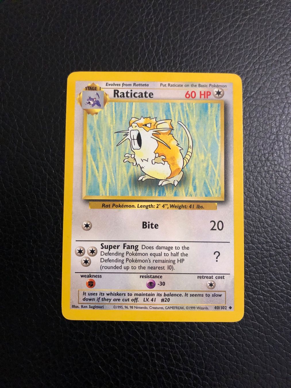 Pokémon Carte collezionabili: Base Set Raticate 40/102 Ab 1 – Usato da Paradiso venduto da Pkmn10