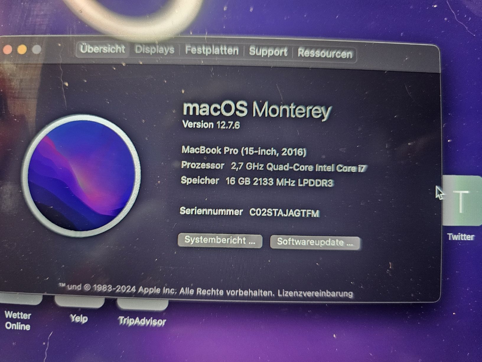 Apple Notebook: MacBook Pro 15" (2016) Intel i7, 16GB RAM,  – Difettoso da Ehrikon venduto da noa_vyp5 1