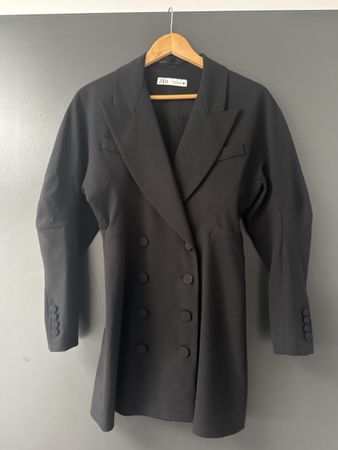 Zara Double Breasted Blazer Black Size XS