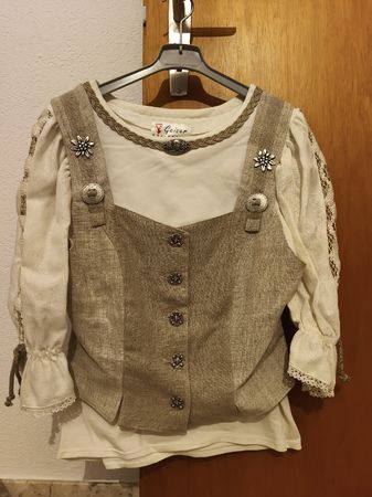 Trachtenbluse Geiser Collection, beige, Gr. M, Top Zustand!