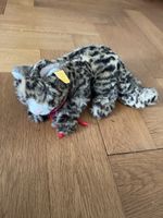 Steiff Stofftier Katze getigert mit rotem Band