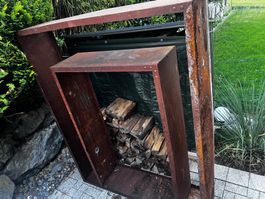 Metallgestell Feuerholz Lagerung Rostig Masse 60x50x110cm
