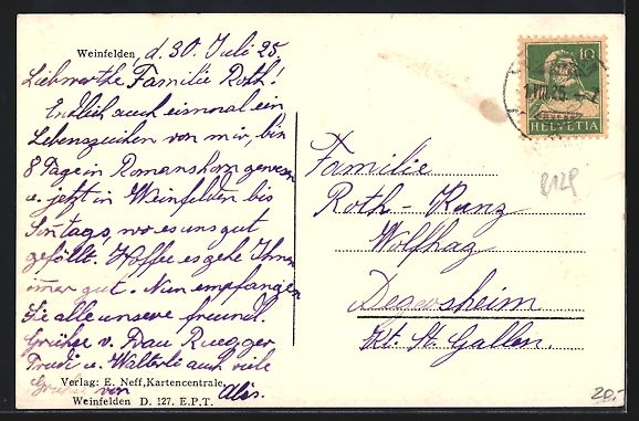 Cartoline postali: Weinfelden, Teilansicht aus der Vogelsch – Usato da Berlin venduto da bartko-reher 1