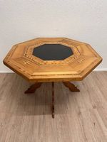 Vintage achteckiger Schiefertisch mit Intarsien