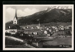AK Savognin, Panorama vom Hügel aus