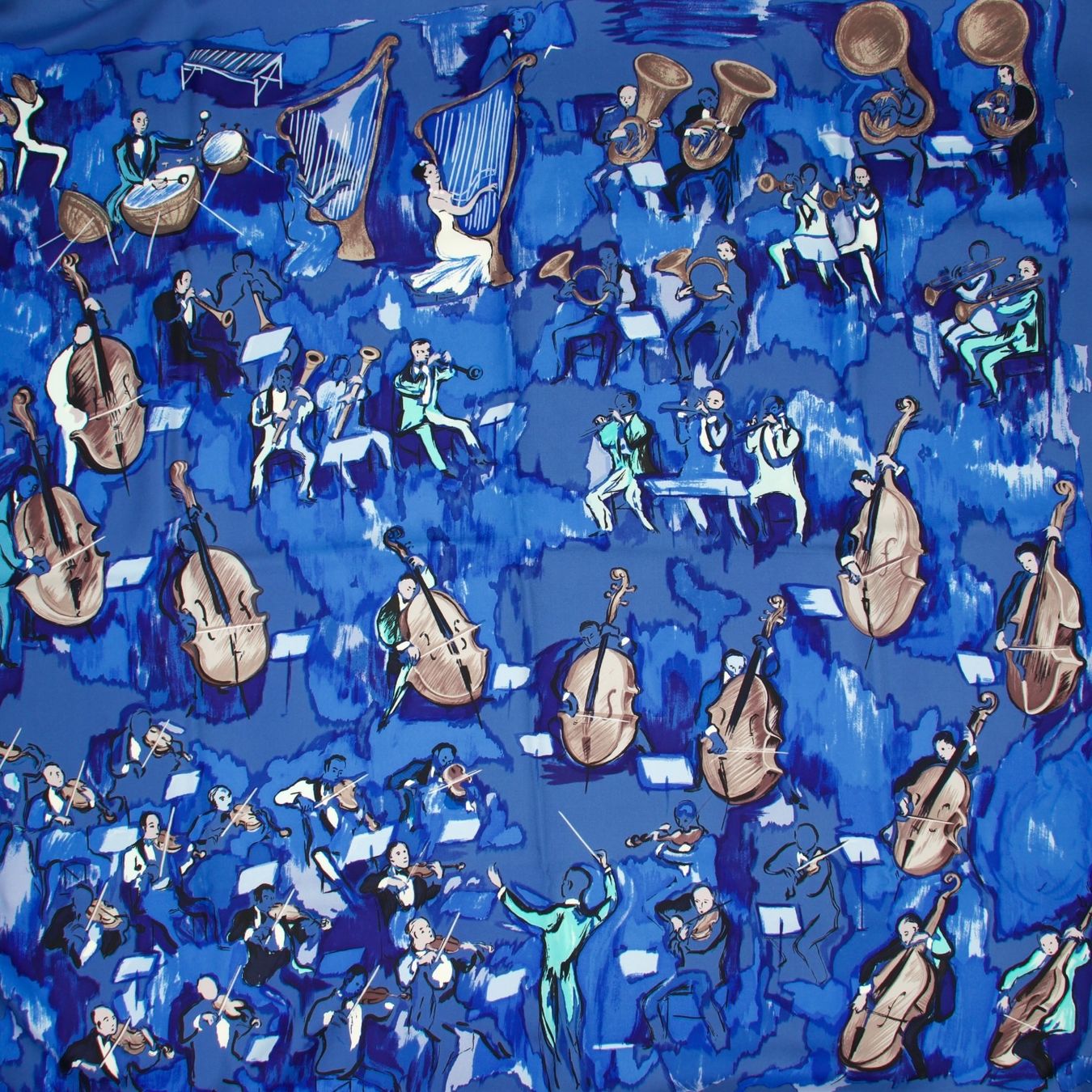 Hermès Foulards, Tücher & Schals: Hermès Carré "Concerto" blau – Gebraucht aus Binningen von Designerlabels 4