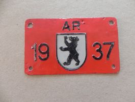 Velonummer Rad Velo Nummer AR 37 Appenzell Ausserhoden 1937