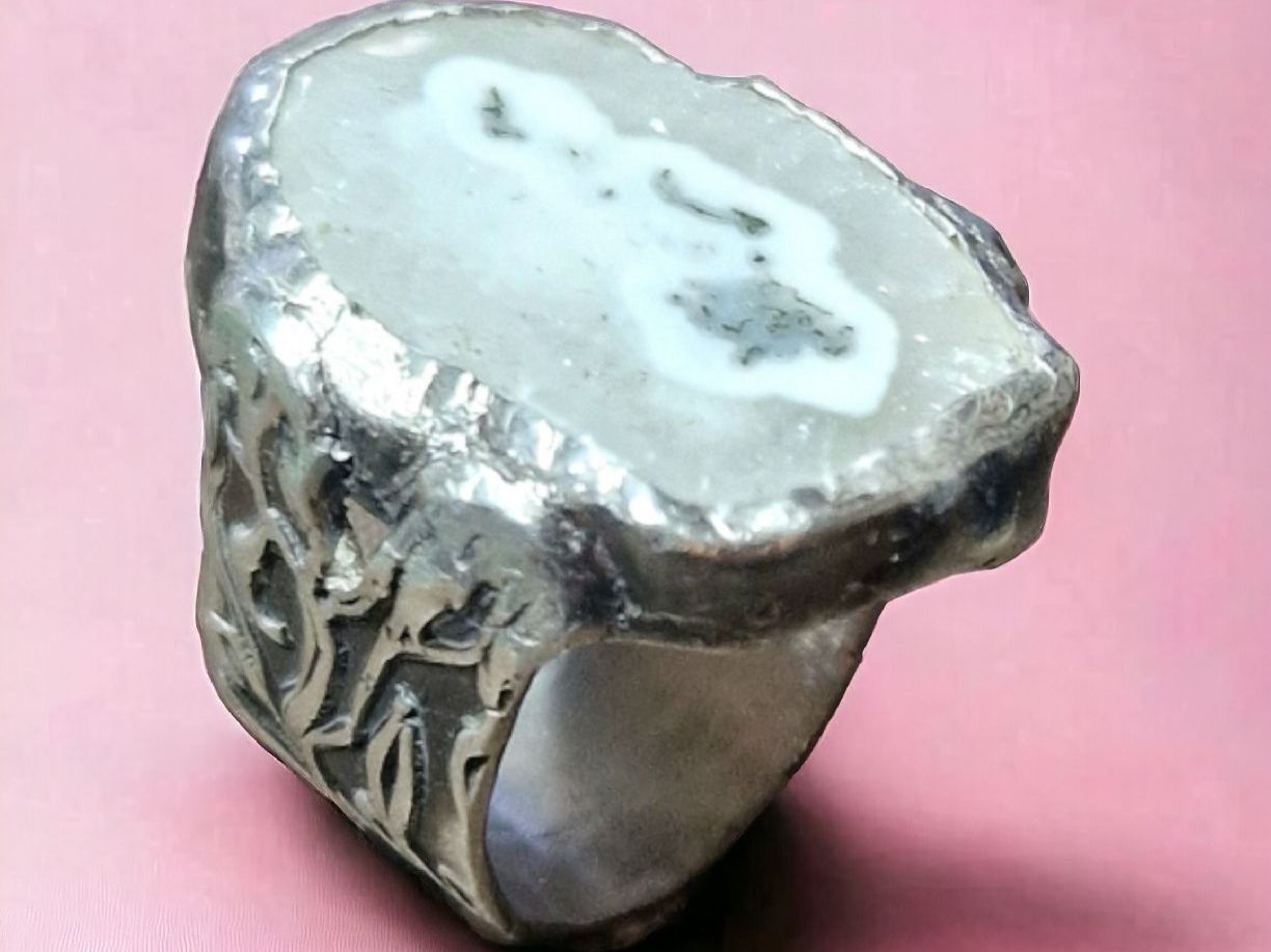 Anelli: Statement-Ring, Silber & Dendritenachat, Grösse 55 – Nuovo e nell'imballaggio originale da Aarau venduto da Schmuckhoehle_MD 3