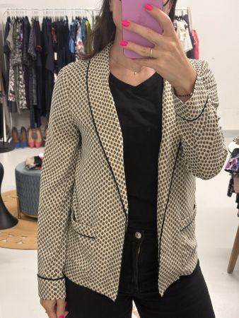Scotch&Soda Viskose Bluse im Blazer Stil 38 creme schwarz