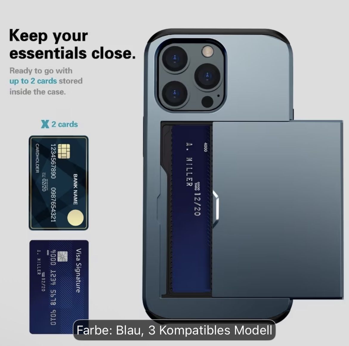 Apple Cover & Protezioni schermo: Handyhülle iPhone 13/14 mit Kartenfach blau neu – Nuovo e nell'imballaggio originale da Ostermundigen venduto da yannip 1