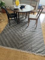 Teppich grau mit Fransen geometrisches Muster rechteckig