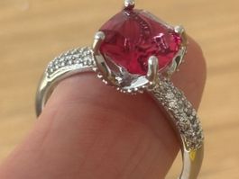 Luxus Elegante Gr.19/9 Ring Farbe: Silber /Rosa/rot Zirkonia