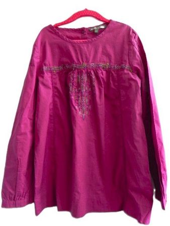 Gr. 134 140 Tunika magenta-pink bestickt ACHSEL 37cm L58cm