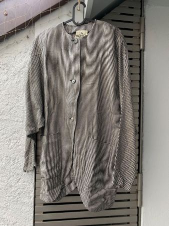 🖤 Veste longue pied-de-poule noir & blanc – Taille 38