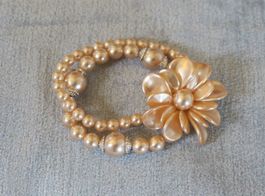 Armband "Blume" rosa, Wachsperlen