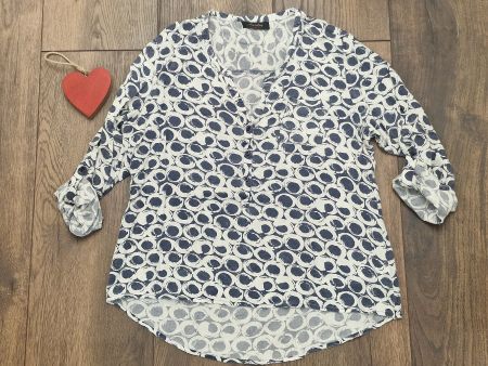 Damen Bluse Aniston Casual blau weiss gemustert 40 gebraucht