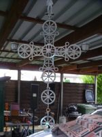 Kruzifix Kerzenhalter Metall antik schweizerisch ca. 60cm