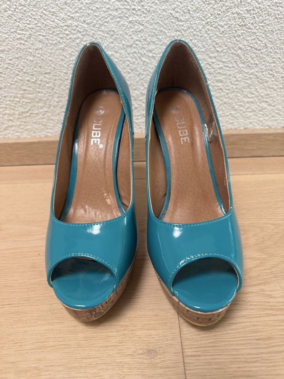 Weisse Plateau Peeptoe High Heels Gr. 37 (Gebraucht) in Greppen für CHF