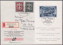1945, W21 (Nr.7) auf LUXUS-Brief: Lausanne - St.Croix, 300.-