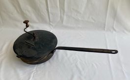 Vintage chestnut roaster Pan With Wooden Handle.