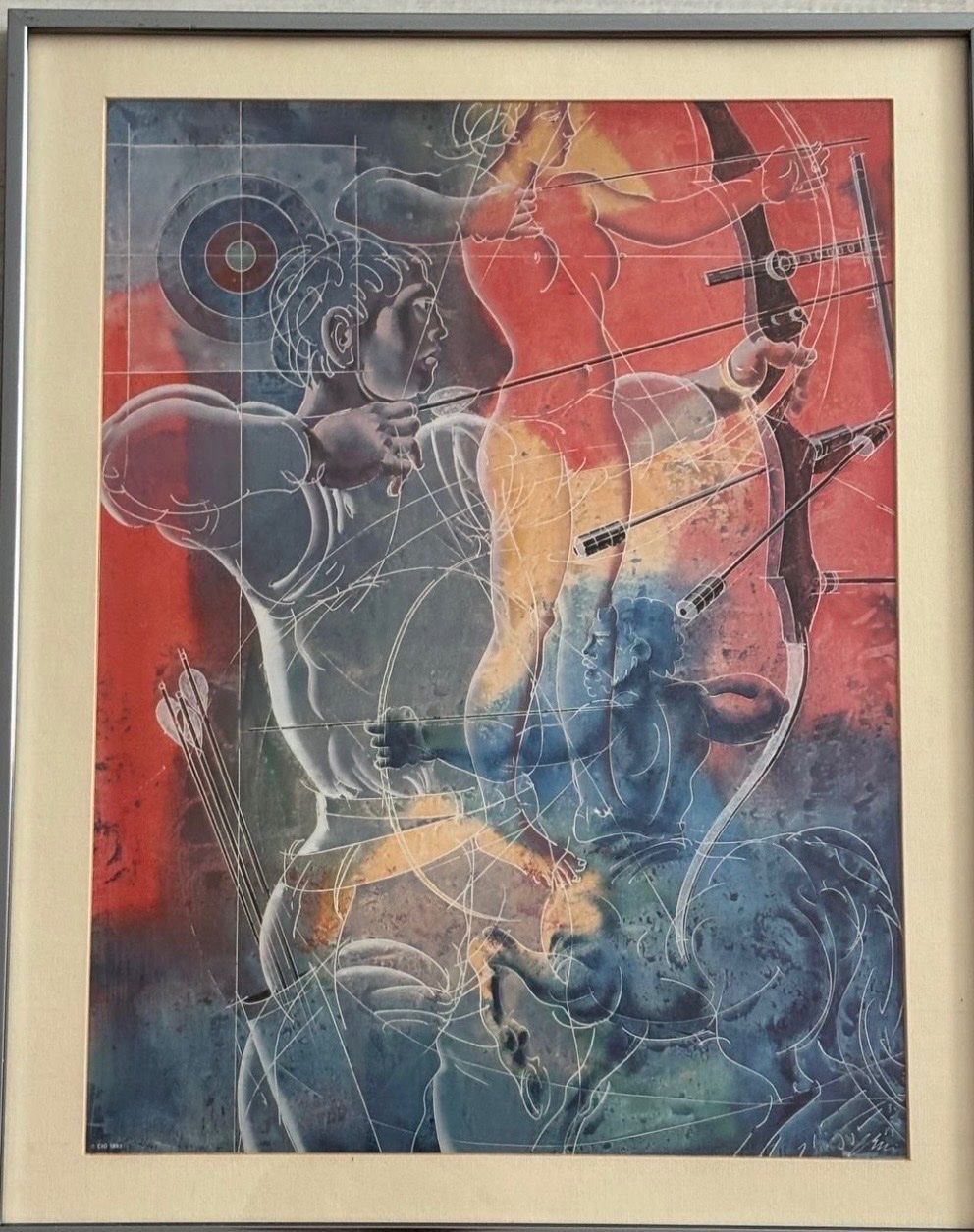 Grafica & Litografie: HANS ERNI, Bogenschiessen, Sign. Druck 1983 – Usato da Rütihof venduto da til_68lp