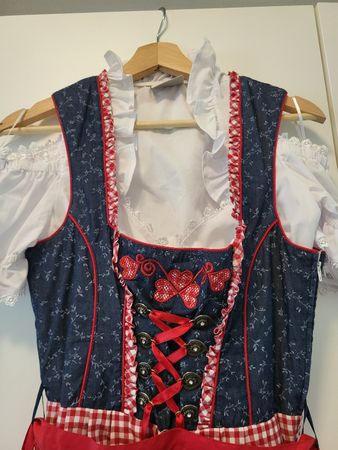Dirndl Kleid inklusive Bluse, rot/weiss kariert, Grösse 36,