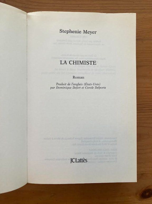 Libri: La Chimiste (Stephénie Meyer) – Usato da Meyrin venduto da Julien333 1