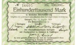 Ebingen 100000 Mark 13.08.1923 VZ-VZ+