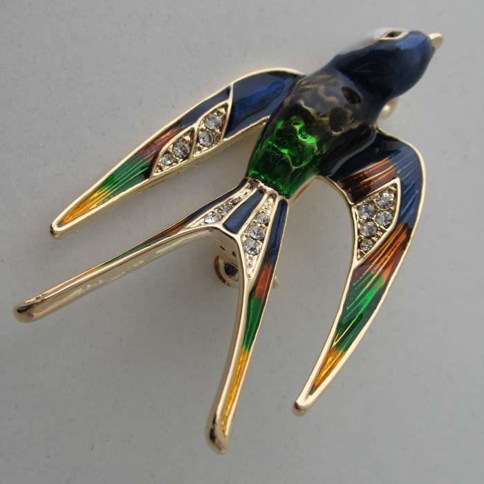 Broschen & Nadeln: Schwalbe Fliegend Broschen Legierung Emaile Strass Brosche – Neu (gemäss Beschreibung) aus Stein am Rhein von Vitrum8260 1