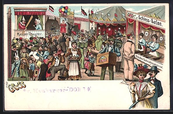 Cartoline postali: Litho Hamburg, Volksfest Hamburger Dom,  – Usato da Berlin venduto da bartko-reher