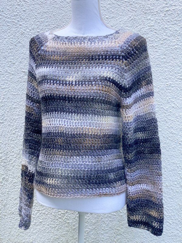 Maglioni & Felpe: Gehäkelte Topdown Pullover Pulli grau schwarz weiss – Nuovo (secondo la descrizione) da Carabbia venduto da katiamandelli 2