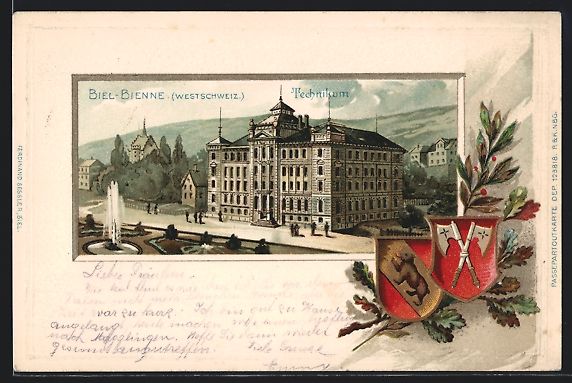 Ansichtskarten: Passepartout-Lithographie Biel / Bienne, – Gebraucht aus Berlin von bartko-reher