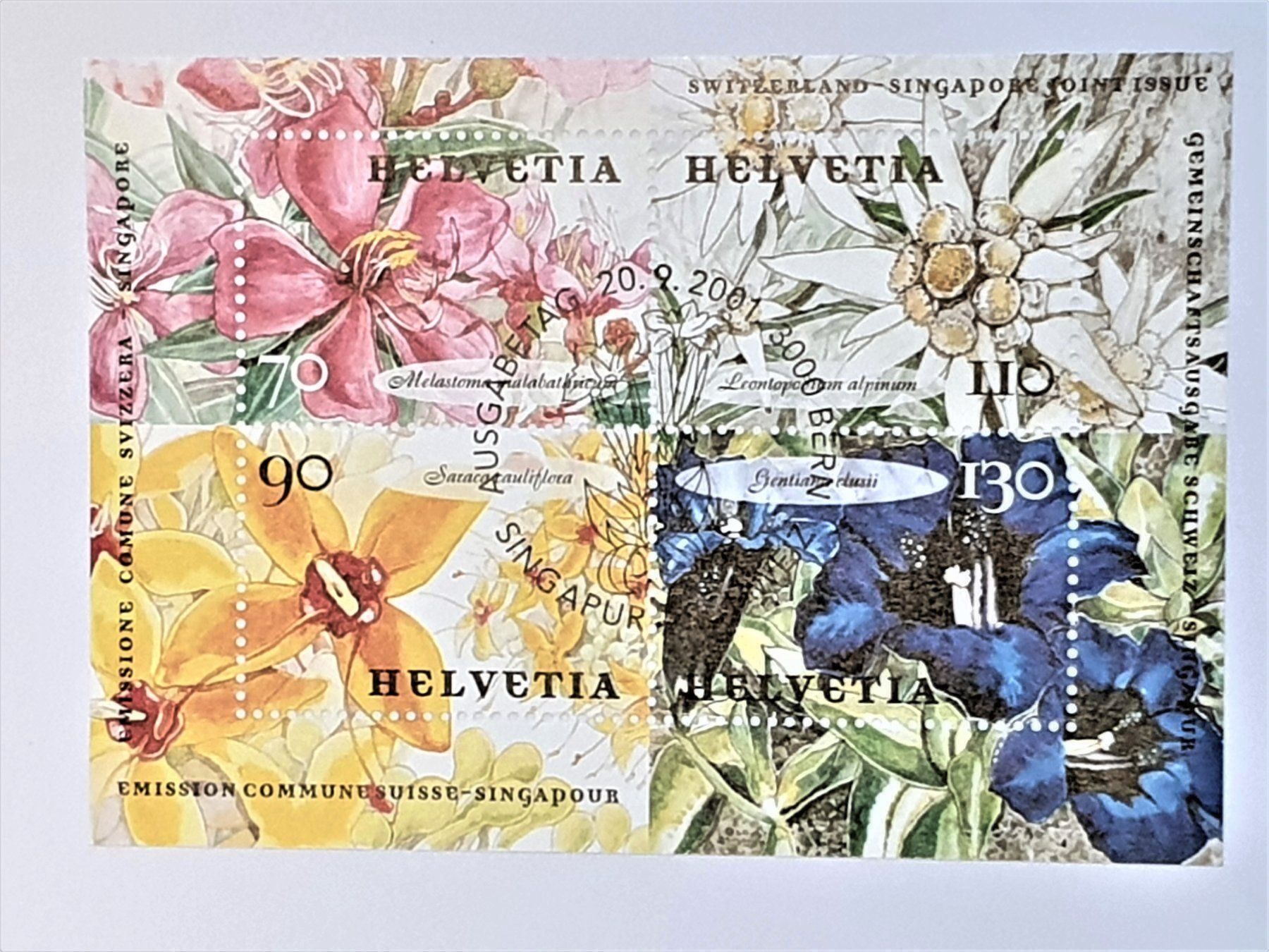 Tutti i francobolli: (184)  2001 Singapur-Schweiz "Blumen" – Usato da Schwarzhäusern venduto da Inot3 5