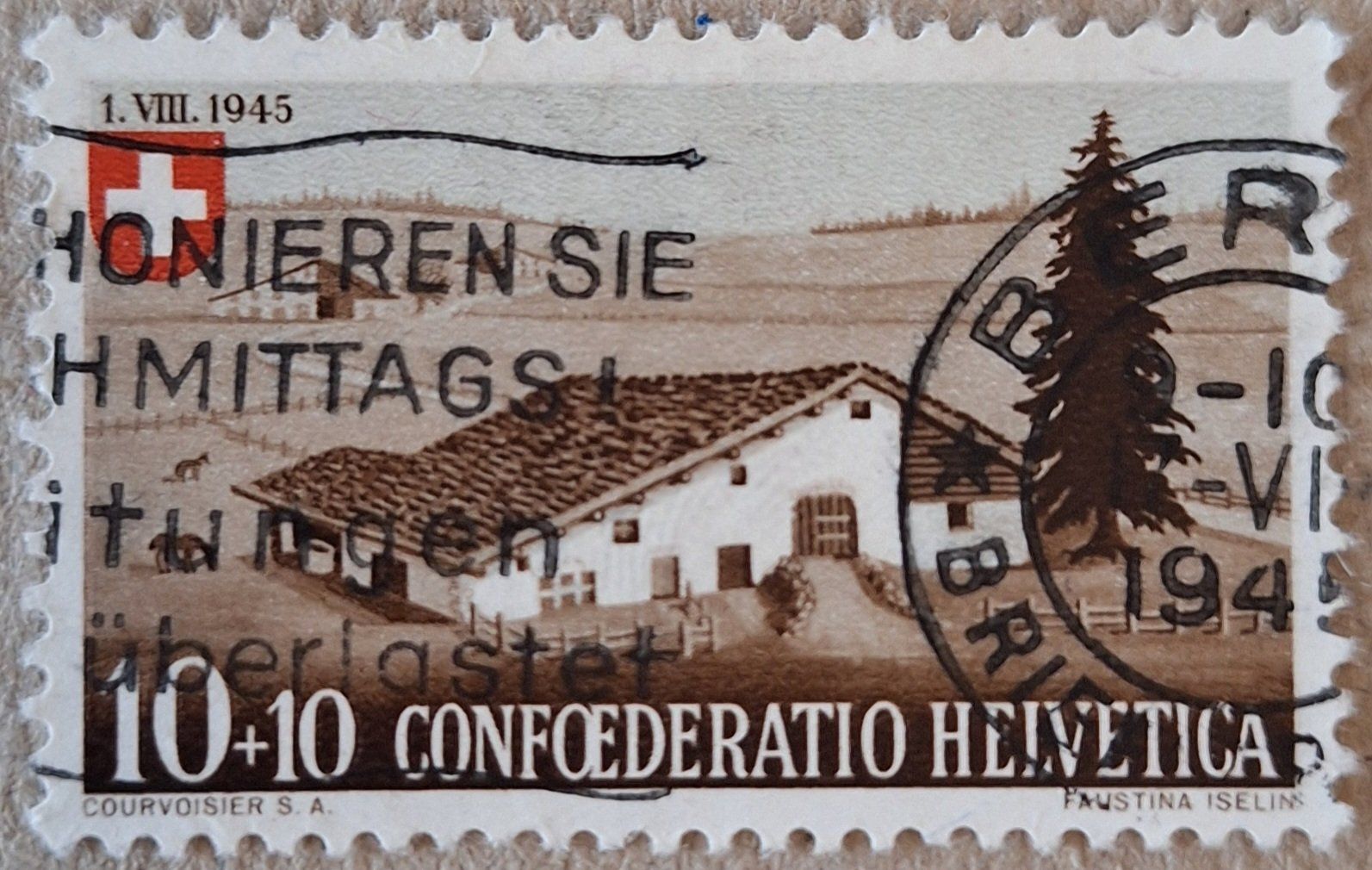 Tutti i francobolli: Timbre suisse 1945 oblitéré BERN – Usato da Genève venduto da JLV01