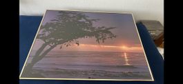 Grosses, gerahmtes Bild mit Sonnenuntergang 100x70 cm