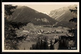 AK Bergün, Ortsansicht mit Umgebung aus der Vogelschau