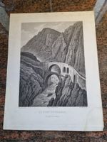 Alte Lithographie Teufelsbrücke nach St. Gotthard