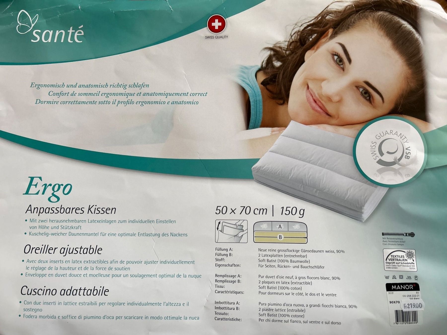 Cuscini: Oreiller ajustable / confort, ergonomie, anatomie correct – Nuovo (secondo la descrizione) da Biel/Bienne venduto da ponpon_bleu